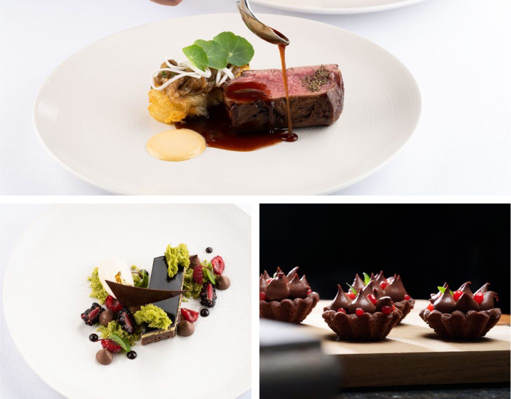 Un collage de imágenes de diferentes tipos de comida y postre.