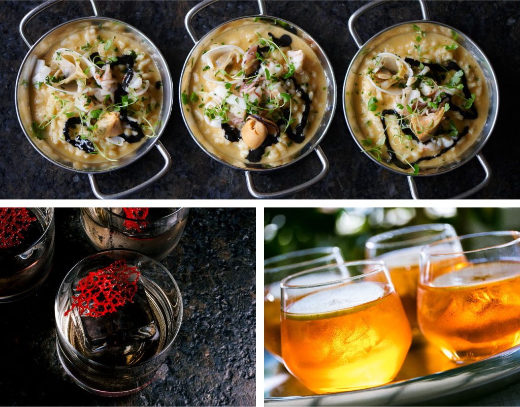 Un collage de imágenes de bebidas con diferentes guarniciones.